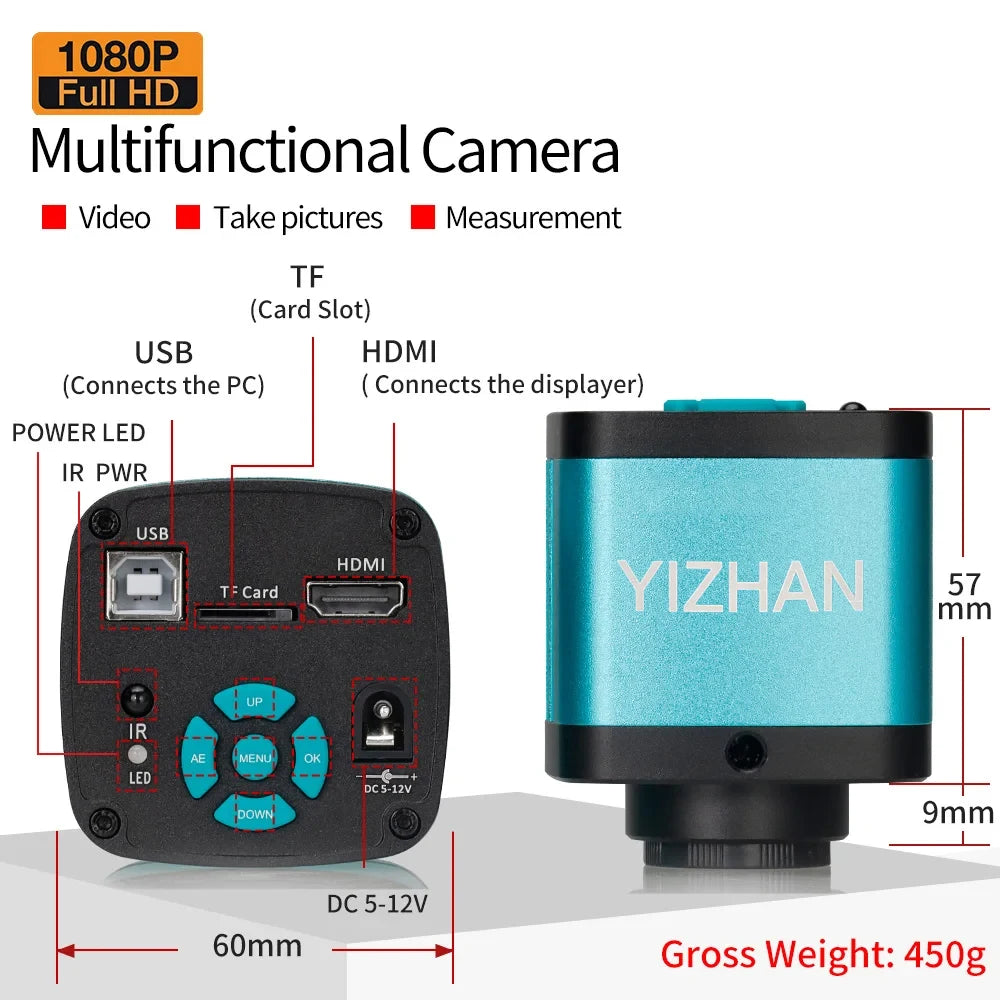 1-150X Zoom Lens Digital Microscope – 4K 48MP HD Industrial Camera with HDMI & Type C for Electronics Soldering