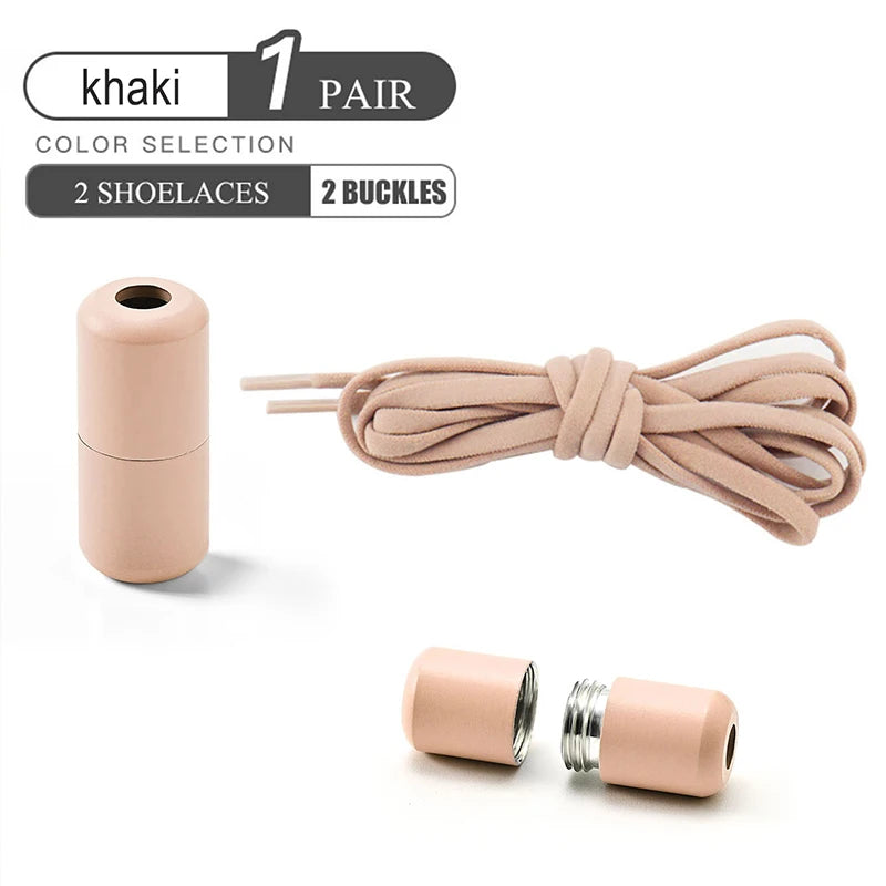 Elastic No Tie Shoelaces - Quick Lock Metal Laces for Kids & Adults Sneakers, Lazy Shoe Strings