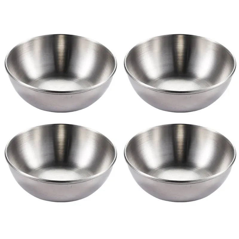 2PCS/4PCS Stainless Steel Golden Sauce Dishes – Appetizer & Seasoning Serving Tray Set for Kitchen Tableware