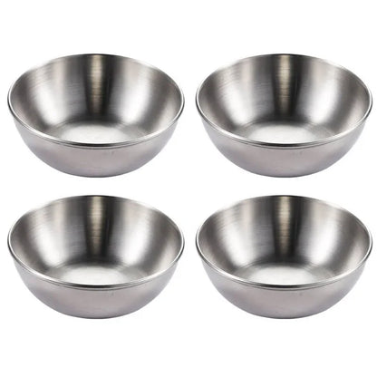 2PCS/4PCS Stainless Steel Golden Sauce Dishes – Appetizer & Seasoning Serving Tray Set for Kitchen Tableware