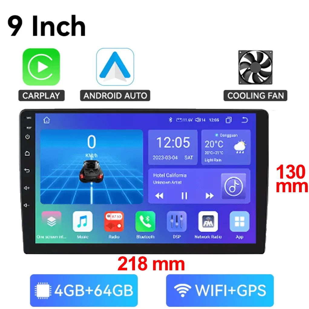 7/9/10-Inch Android 13 Car Radio - Wireless CarPlay, Bluetooth, 64GB Multimedia Stereo
