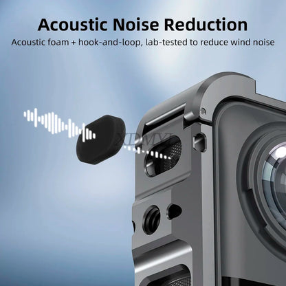 Aluminum Alloy Protective Cage for Insta360 X5 – Camera Frame with Silicone Lens Cover & 1/4" Cold Shoe