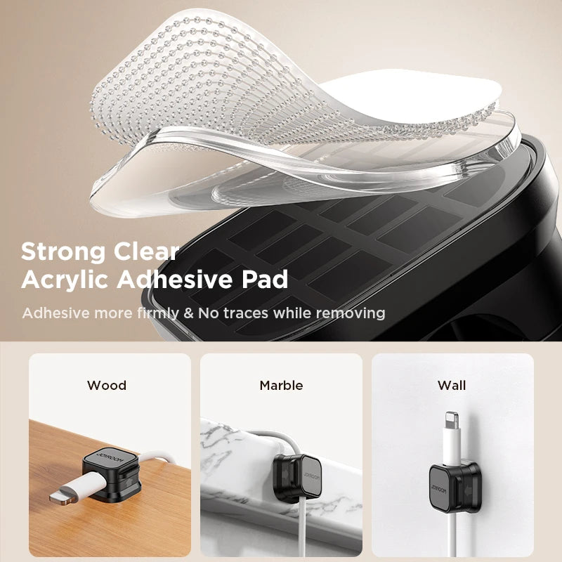 Joyroom Magnetic Cable Clips | Smooth Adjustable Cord Holder | Under Desk Cable Management Wire Keeper for Organized Cables