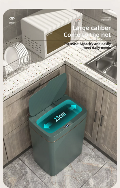 15L Smart Automatic Bathroom Trash Can — Touchless Electronic Sensor Bin with Self-Bagging, White Narrow Garbage Bin for Smart Home