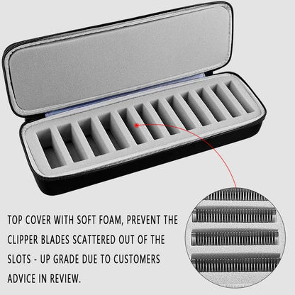 Grooming Clipper Blade Case Organizer – Hard Travel Storage Holder for 12 Blades, Upgraded Version