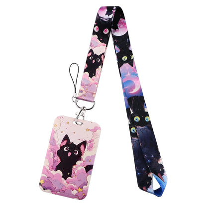 Cartoon Cat Lanyard Keychain – Multifunctional ID Card Badge Holder, Camera USB, Phone Neck Strap Accessories