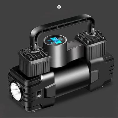 12V 150PSI Mini Air Compressor – Dual Cylinder Heavy Duty Tire Inflator with LED Light, Car Electric Pump