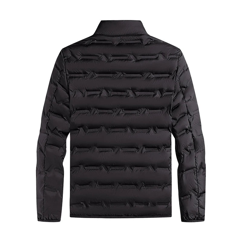 Graphene Self-Heating Down Jacket for Men – Solid Windproof, Pleated Stand Collar, Warm Winter Outerwear
