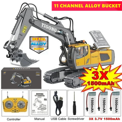 4WD RC Excavator Alloy Dump Truck Bulldozer | Remote Control Construction Vehicle Toy for Kids