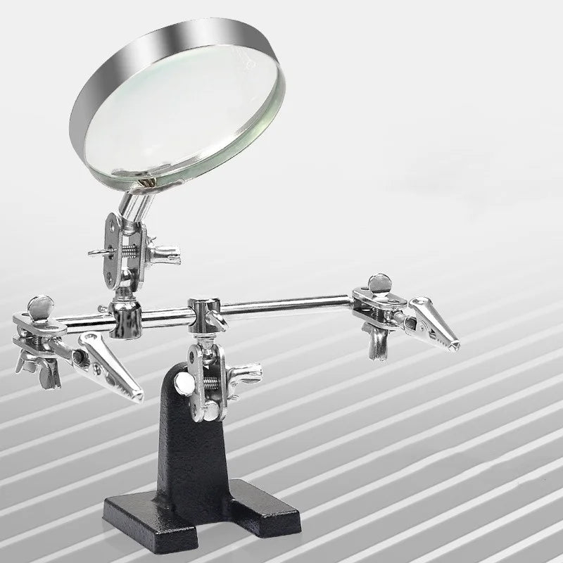 Soldering Iron Stand with Magnifying Glass - Third Hand Clamp & Desktop Repair Tool for Welding