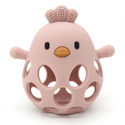 Baby Chick Silicone Teether - Cartoon Hollow Chewing Toy for Infant Teething Training & Care