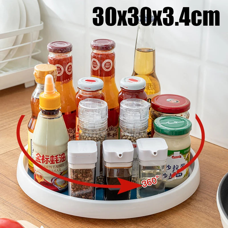 1/4PCS 360° Rotatable Anti-Slip Kitchen Storage Rack – Round Multi-Functional Organizer for Condiments & Tableware