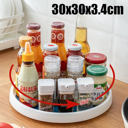 1/4PCS 360° Rotatable Anti-Slip Kitchen Storage Rack – Round Multi-Functional Organizer for Condiments & Tableware