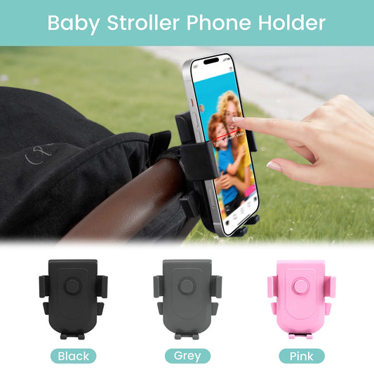 Stroller Phone Holder - 360° Adjustable Handlebar Mount for Shopping Carts and One-Hand Phone Access