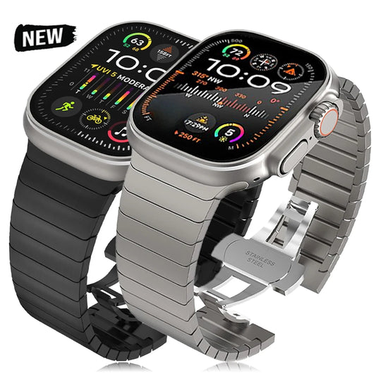 Ultra 3/2 Titanium & Stainless Steel Luxury Bracelet for Apple Watch — Fits Ultra 49/45/44/42mm & Series 11/10/9/46/41mm