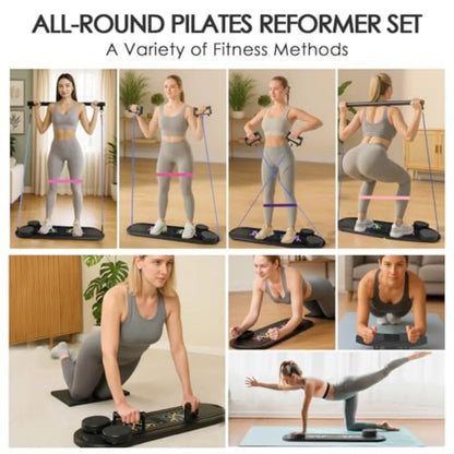 Foldable Multifunctional Pilates Board – Home Workout Core & Abs Trainer with Resistance Bands, Timer & Portable Storage Bag