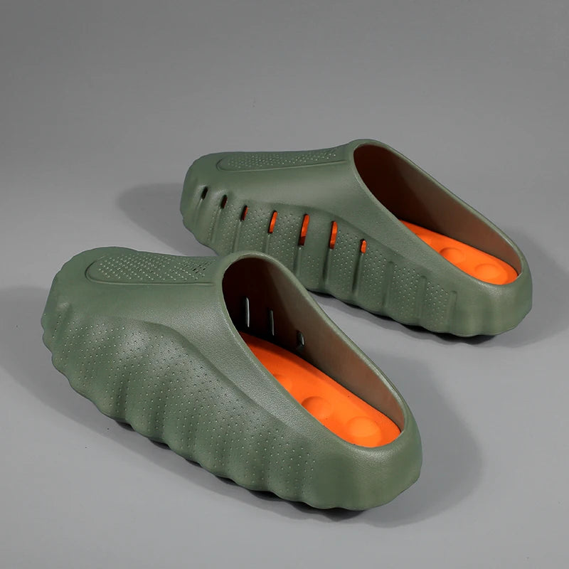 Men’s Outdoor Slide Sandals - Soft Thick Sole Breathable Non-Slip Summer Slippers