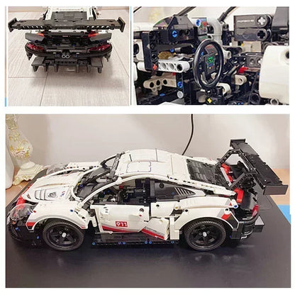 1580PCS Technical Electric Remote Control Car 911RSR – Lights & DIY Building Blocks, Compatible with 42096, Birthday Gift Toy for Kids