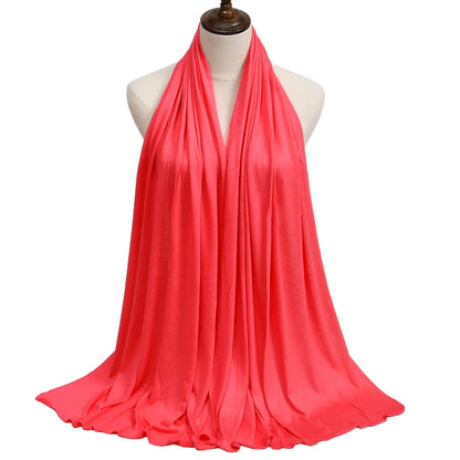 Women's Modal Cotton Jersey Hijab - Soft Solid Color Muslim Headscarf for Ramadan & Everyday Wear