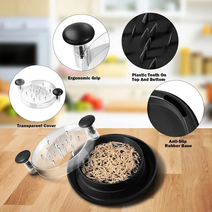 Upgraded Chicken Shredder with Transparent Cover - Large, Anti-Slip Rotating Chopping Tool for Chicken, Beef, Cabbage, and Vegetables