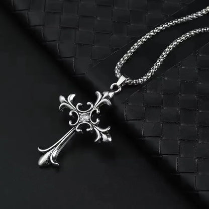 European & American Retro Gothic Cross Necklace – Unisex Hip-Hop Fashion Pendant for Men & Women, Street Style Trendsetter Jewelry Accessory