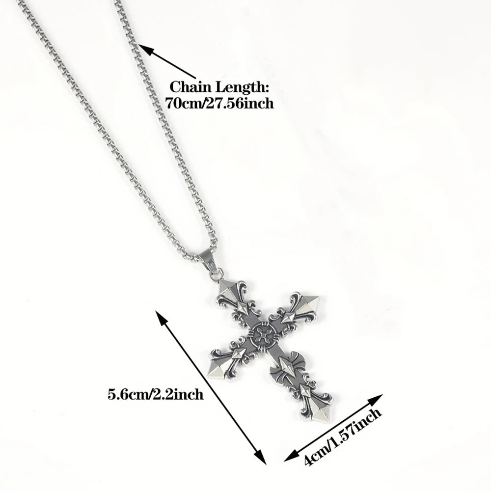 High-Quality Titanium Steel Cross Pendant Necklace – Non-Fading Hip-Hop Chain, Trendy Unisex Statement Jewelry for Men and Women