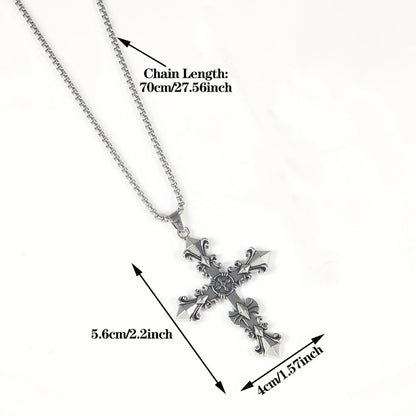 High-Quality Titanium Steel Cross Pendant Necklace – Non-Fading Hip-Hop Chain, Trendy Unisex Statement Jewelry for Men and Women