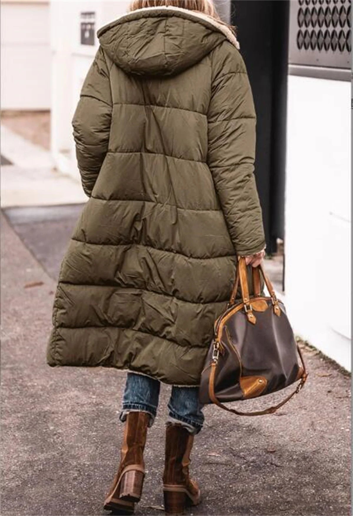 Women's Winter Hooded Quilted Jacket – Reversible Solid Puffer Coat, Thick Long Sleeve Casual Outerwear