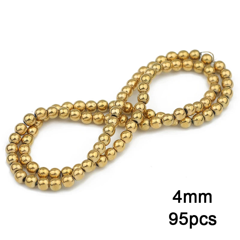 3A+ Retention Color Hematite Beads – Star & Heart Shapes, Gold-Plated Natural Stones for DIY Jewelry & Bracelets