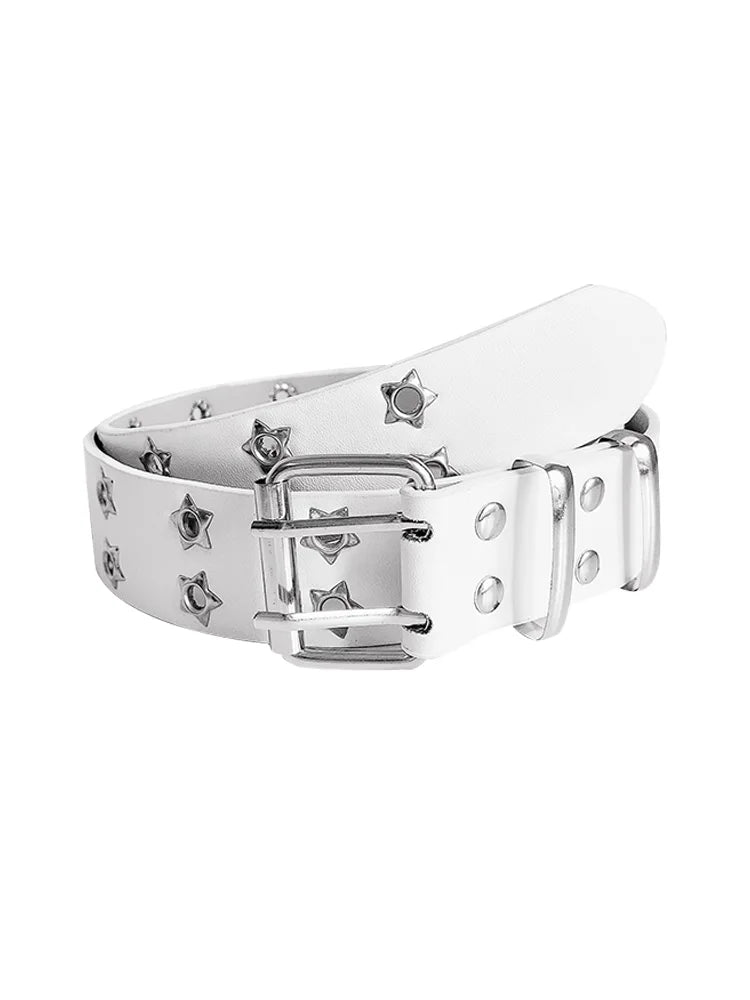Women's Y2K Double-Hole Punk Belt - Adjustable Unisex Hip Hop Rock Style Punch-Free Waist Belt
