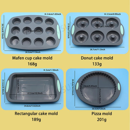 Heat Resistant Silicone Bakeware Set - Loaf, Bread, Muffin, Donut, and Cake Baking Tray Oven Pan Set
