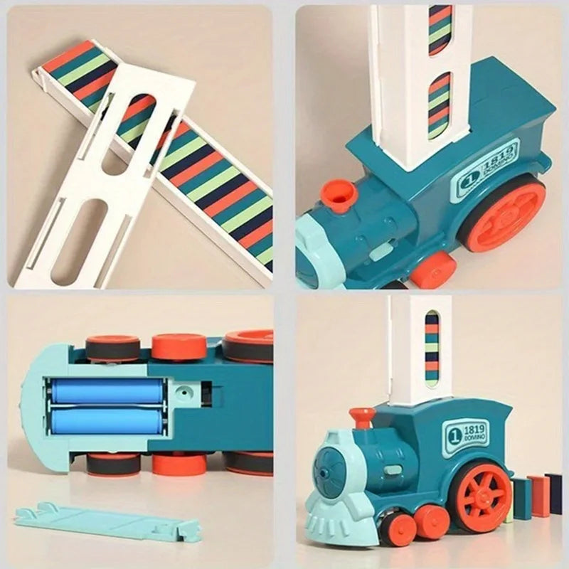 Automatic Domino Train – Electric Car Brick Block Kits for Creative Games, Intelligence and Educational DIY Toys, Kids Birthday Gift