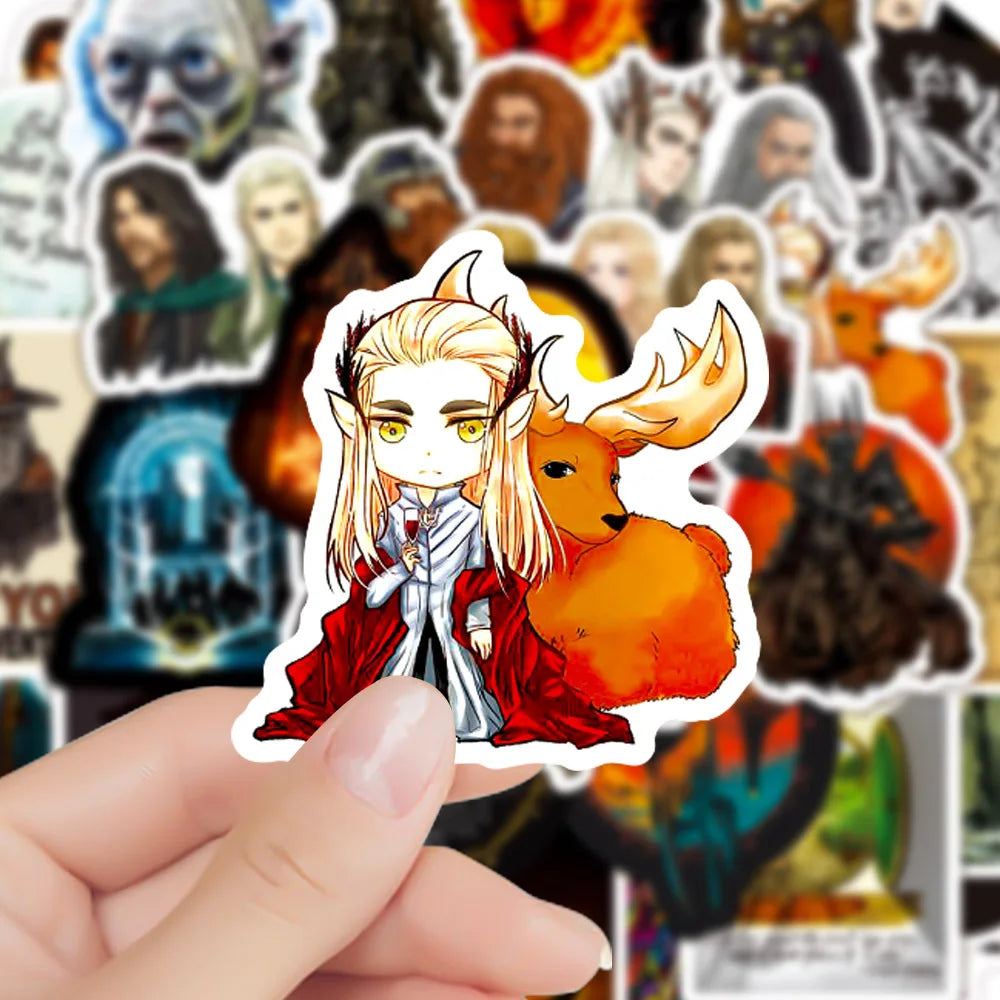 50pcs The Hobbit Graffiti Stickers — Waterproof Decals for Laptop, Water Bottle, Bicycle, Luggage, Skateboard, Kids & Adults