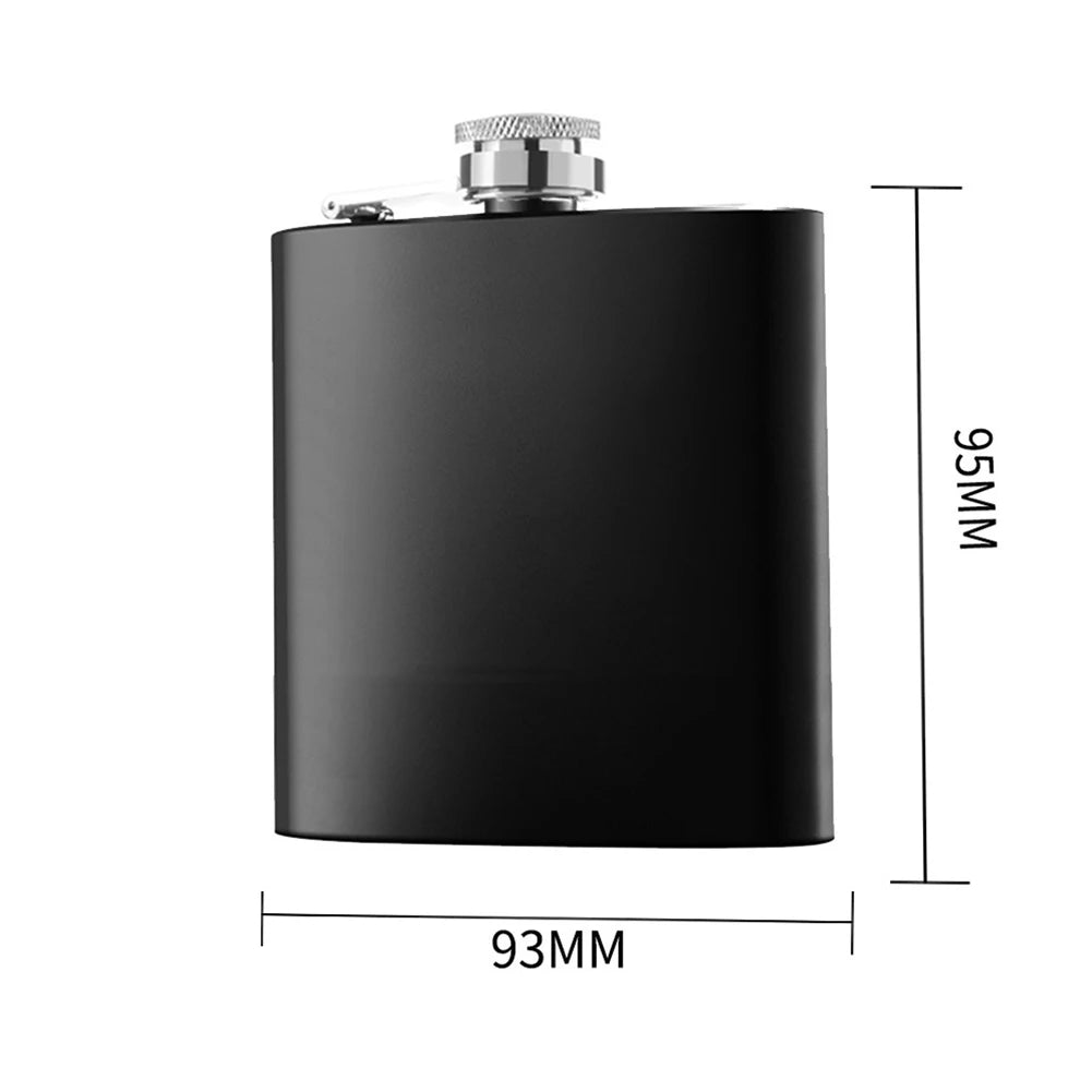 Black Stainless-Steel Hip Flask 6/8oz - Whiskey Liquor Wine Bottle, Portable Pocket Flask for Outdoor Travel and Camping, Ideal Gift