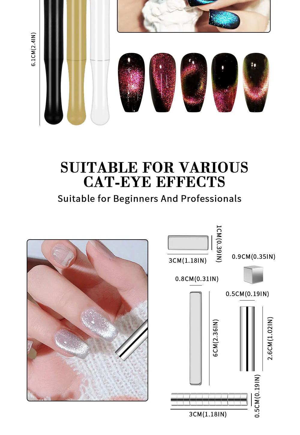 Magnetic Nail Art Wand Pen Set – 3D Cat Eye Gel Magnet Tool for UV Gel Polish & Magic Manicure Designs