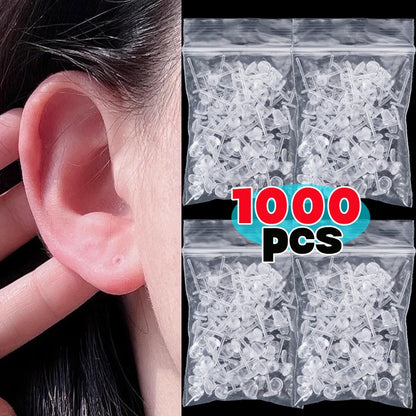 50–1000PCS Invisible Silicone Earring Backs – Soft Plastic Stud Pins for DIY Jewelry & Piercing Retainers