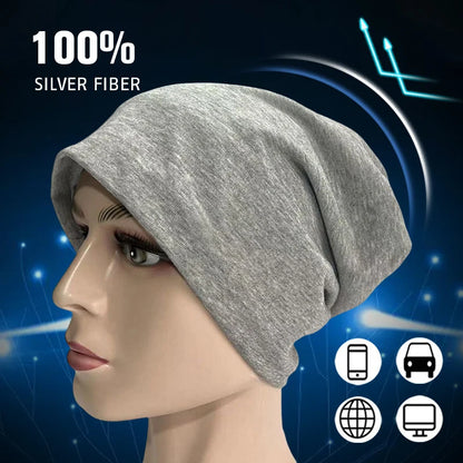 EMF Protection Beanie - Unisex Anti-Radiation Silver Fiber Cap for Electromagnetic Wave Shielding, RF/Microwave Protection Hat
