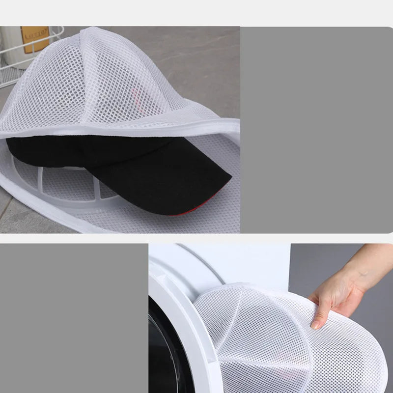 Washing Machine Hat Protector & Laundry Bag - Small Clothes Wash Bag, Anti-Deformation Mesh Organizer with Zipper