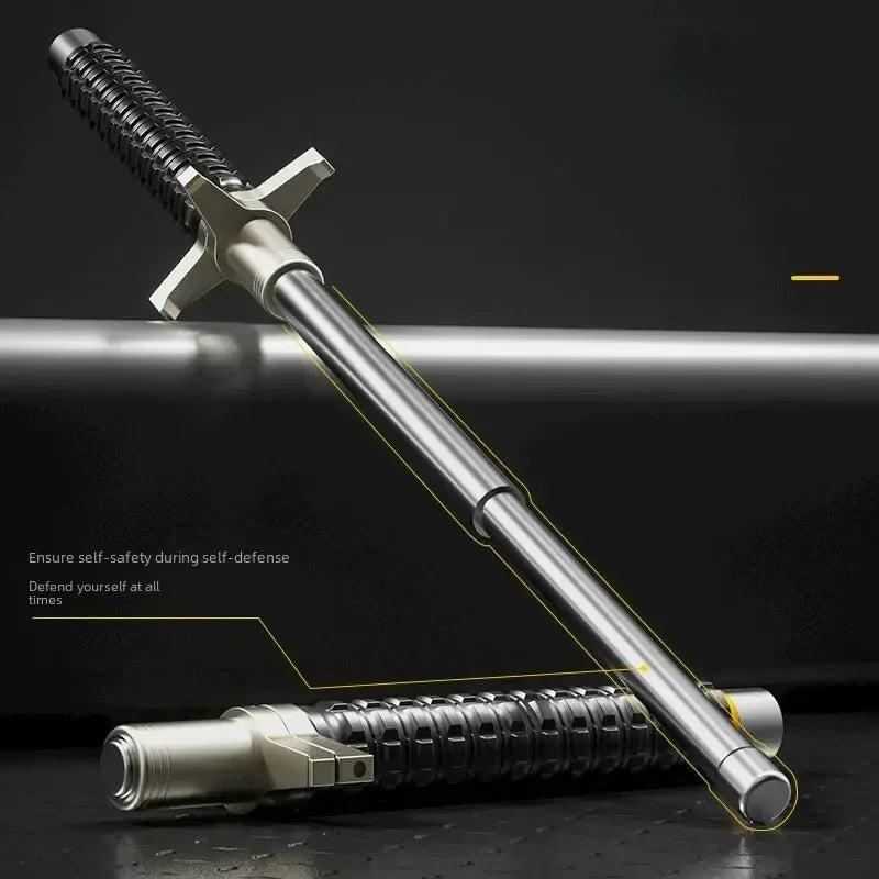 3-Cavity Stick Self-Defense Car Window Breaker - Portable Emergency Wolf-Tooth Stick for Extendable Car Safety
