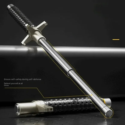 3-Cavity Stick Self-Defense Car Window Breaker - Portable Emergency Wolf-Tooth Stick for Extendable Car Safety