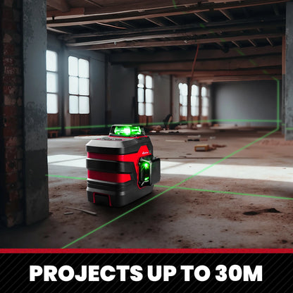 YEVOLT YVGLL4XS12 12-Line Green Laser Level – ±0.2mm/m Precision, IP54 Waterproof, Auto-Leveling with Slope Mode