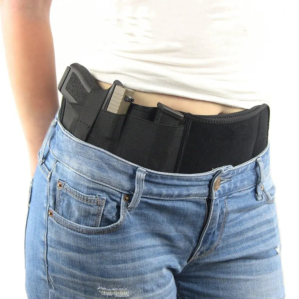 Tactical Concealed Carry Belly Holster Waist Band Belt – Portable Hidden Gun Holster for Outdoor Hunting & Self Defense