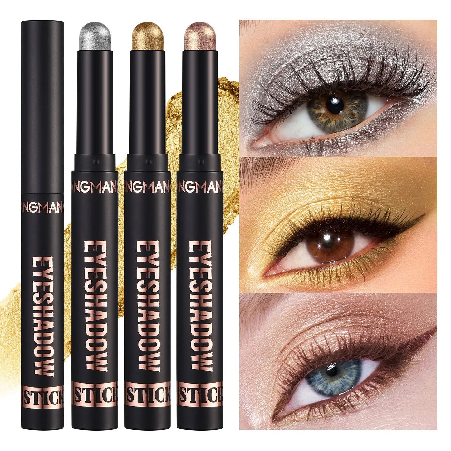 LANGMANNI 16-Color Pearl Waterproof Eyeshadow Stick – Long-Lasting Color & Face Highlight