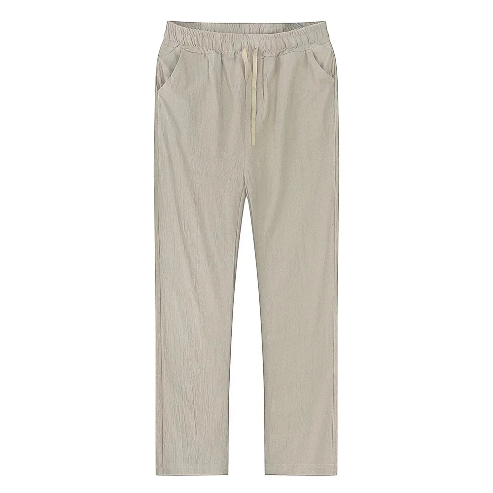 Men's Cotton Linen Pants – Breathable Solid Color Trousers for Autumn, Fitness & Streetwear, S-3XL