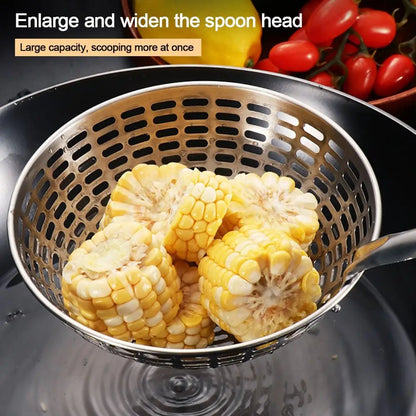 Stainless Steel Colander with Long Handle – Oil Frying Food Net Sieve & Leaky Spoon Kitchen Tool for Cooking