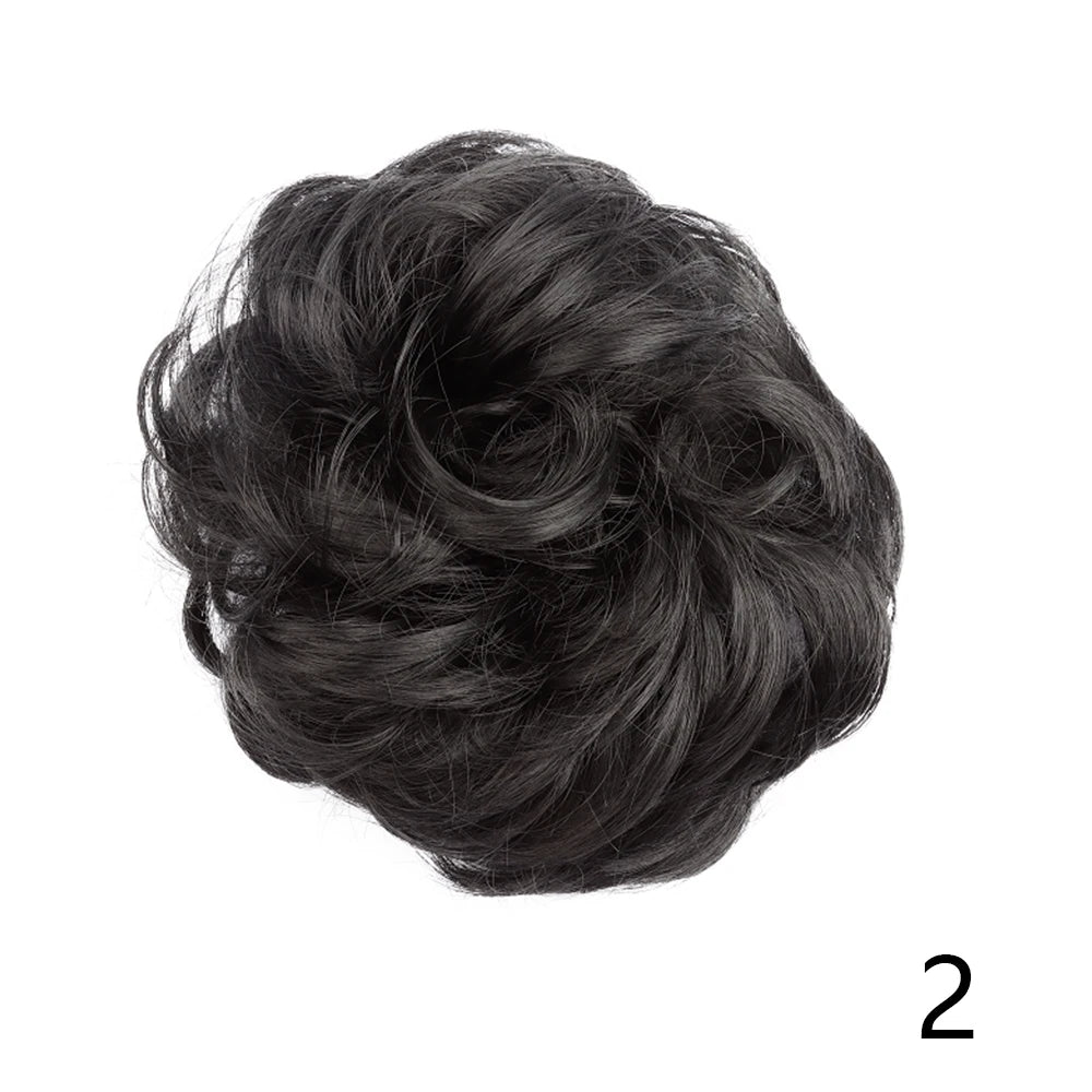 Synthetic Wavy Hair Bun Wig – Elastic Rubber Scrunchie Curly Ponytail Hair Extension for Ladies