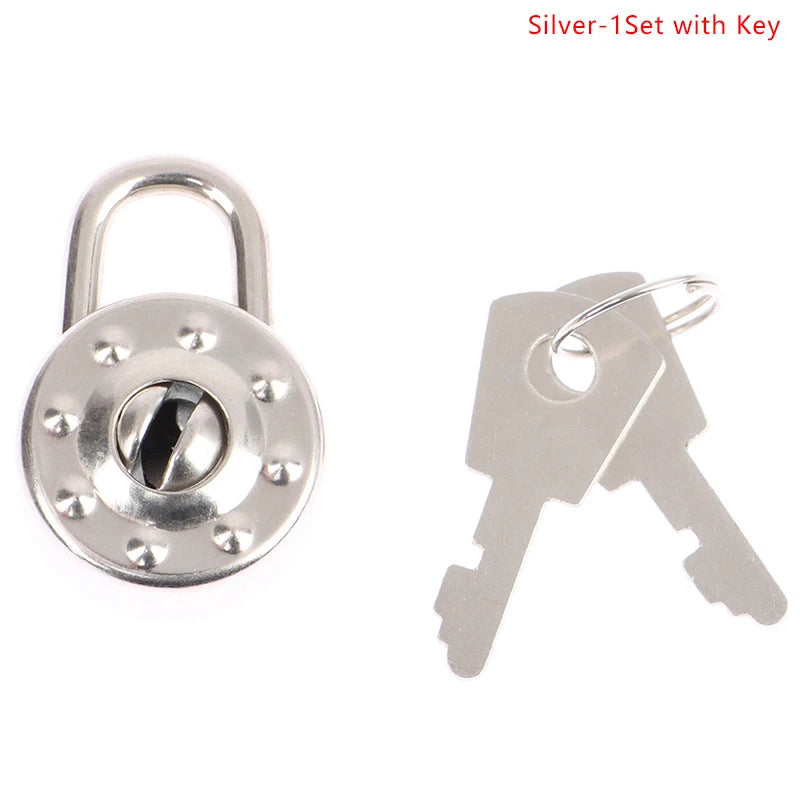 Vintage Heart-Shaped Metal Mini Padlock – Key Lock for Bags, Suitcases, and Luggage Boxes with Key