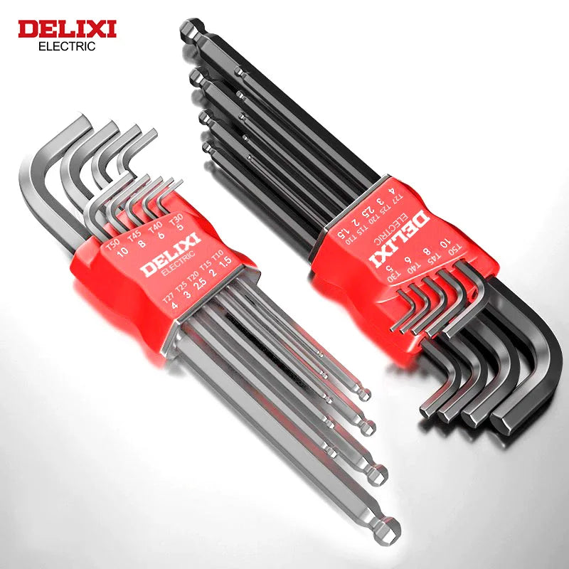 DELIXI ELECTRIC Allen Key Set - Metric Hex Wrench Screwdriver Kit with Long Torque Handles for Motorcycles & Bicycles