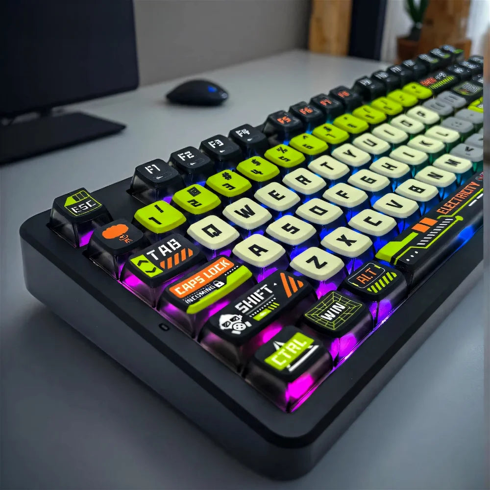 Doomsday Crossing 125-Key Keycap Set - Translucent Pudding PBT+PC Keycaps for MX Switch Mechanical Keyboards