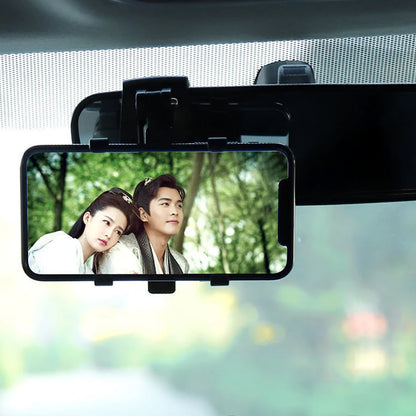 Car Dashboard Phone Holder – 360° Rotating Auto Grip Bracket, Foldable Rearview Mirror Navigation Mount